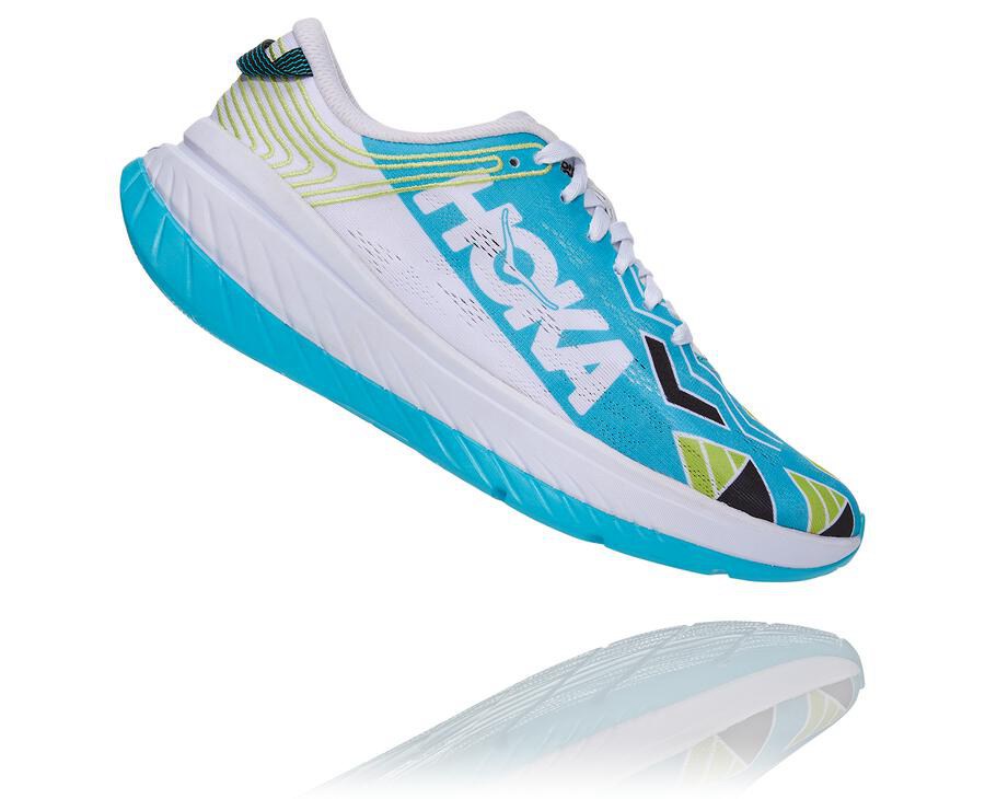 Hoka One One ランニングシューズ メンズ 青/白 - Carbon Ironman Kona X - PY5016234